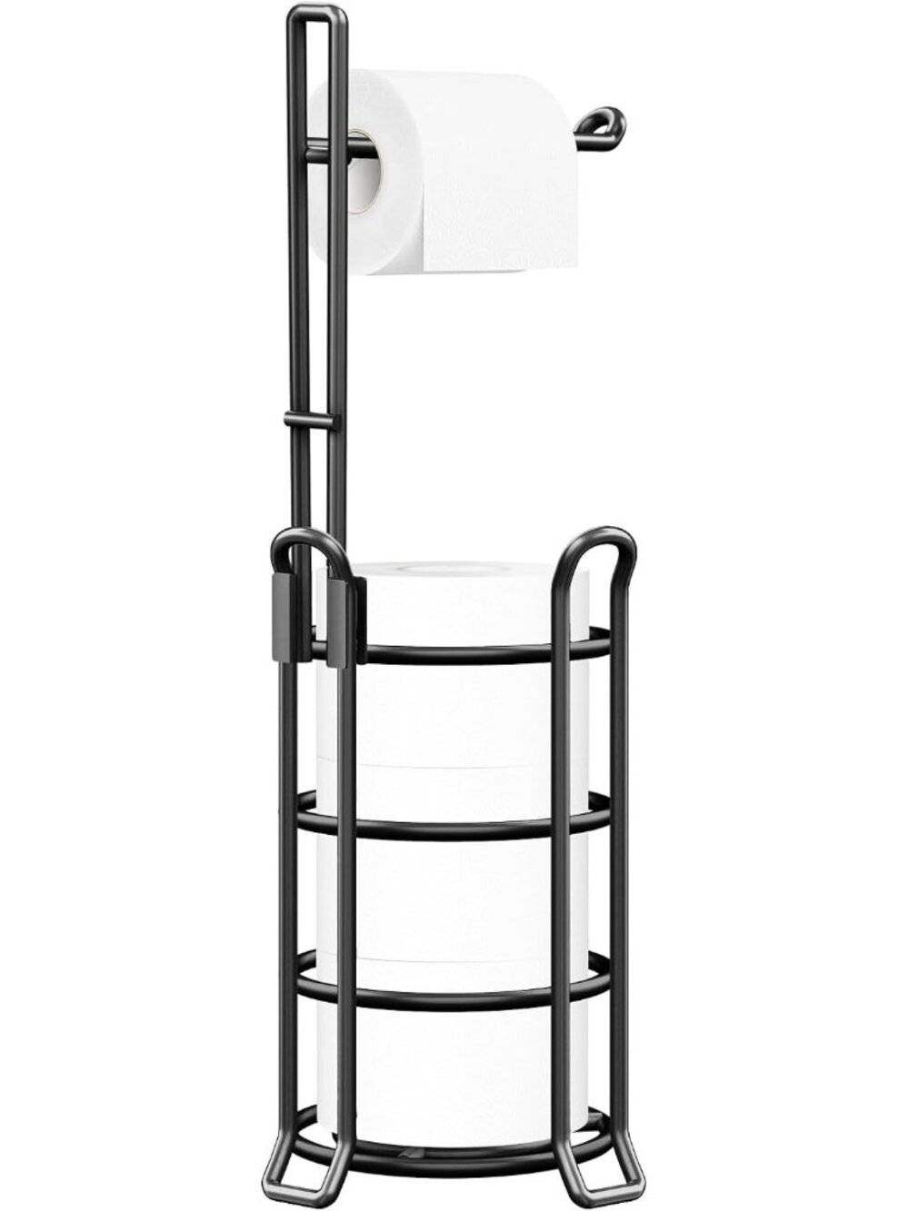 Toilet Paper Holder Stand Free Standing, Holds 4 Mega Rolls, Black